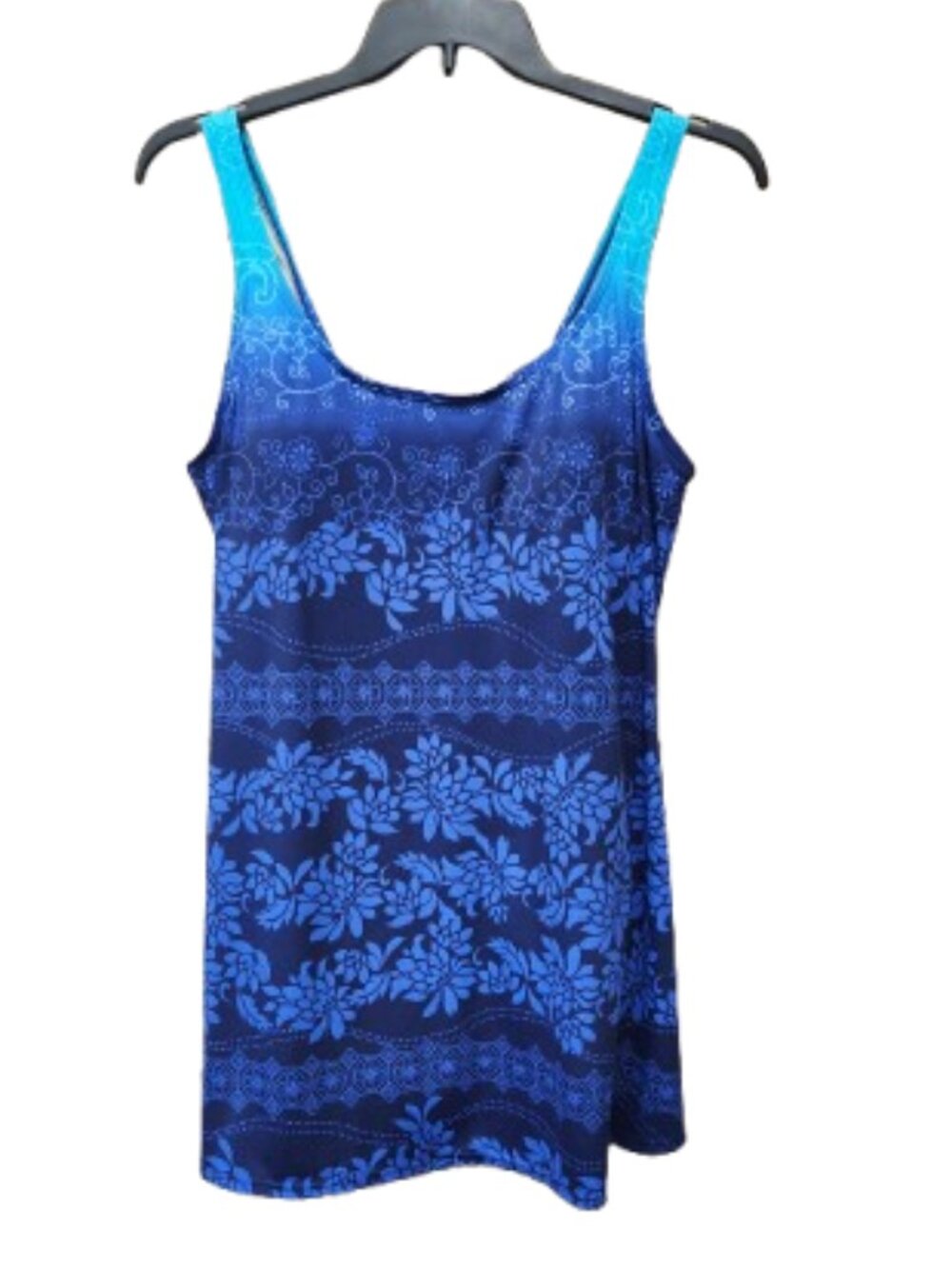 Islander Plus Blue Floral Print Swim Dress Swimsuit Beachwear Modest